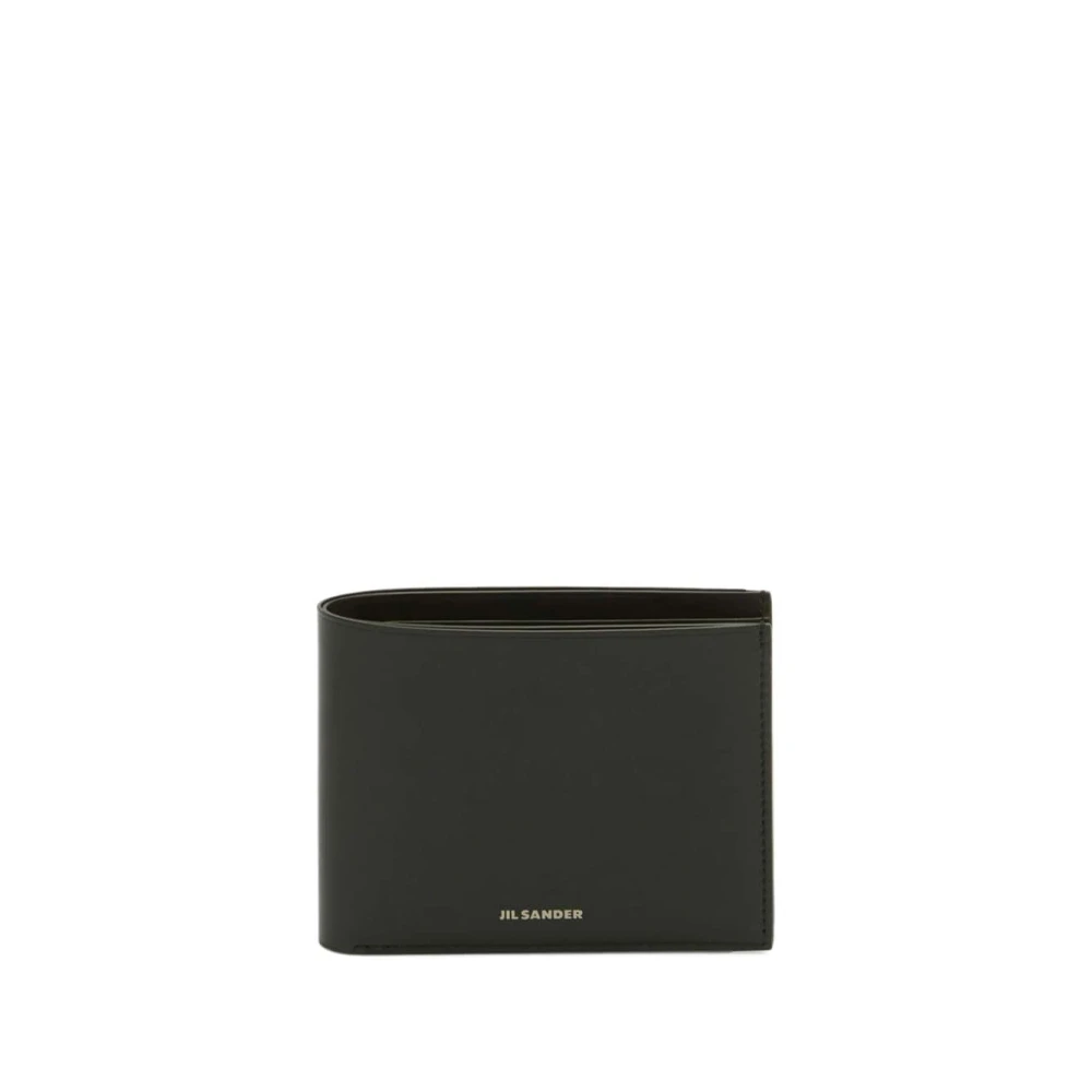 Jil Sander Zwarte leren bi-fold portemonnee Black Heren