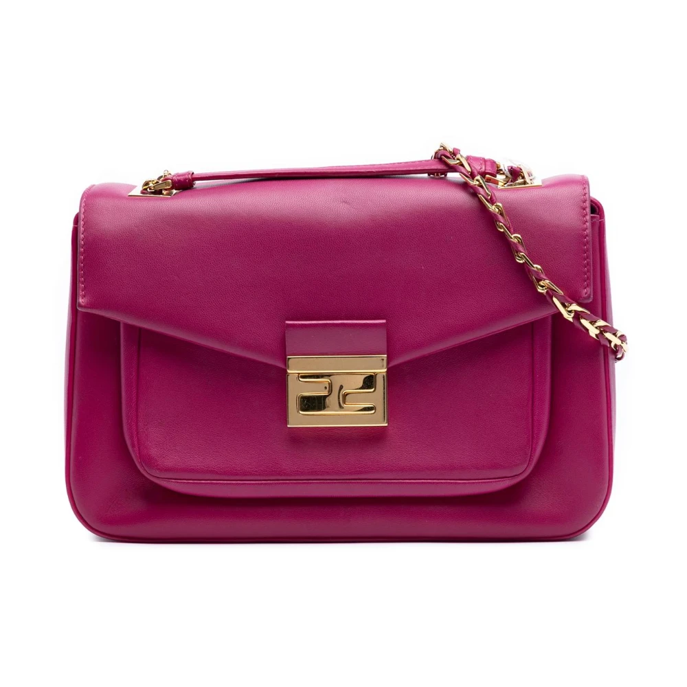 Fendi Vintage Women's Pink Pre-Owned Flap Shoulder Bag
