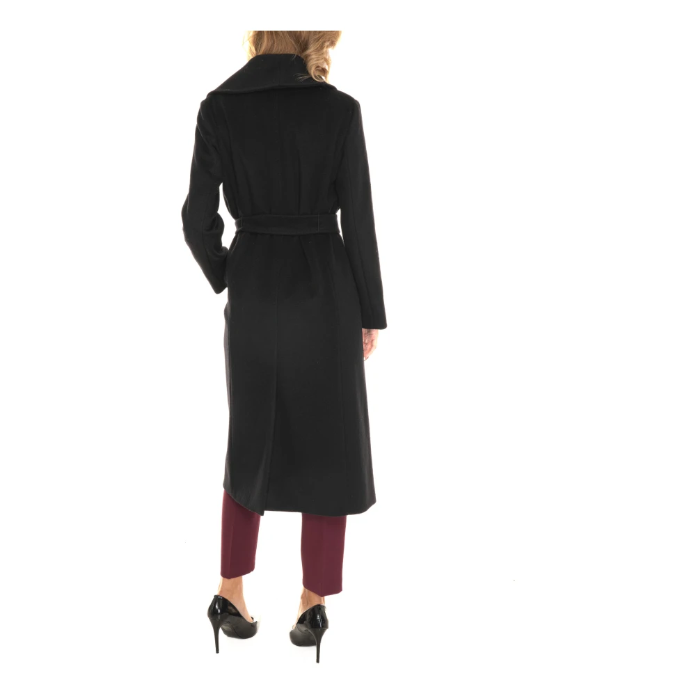 Max Mara Studio Lange wollen jas met sjaalkraag Black Dames