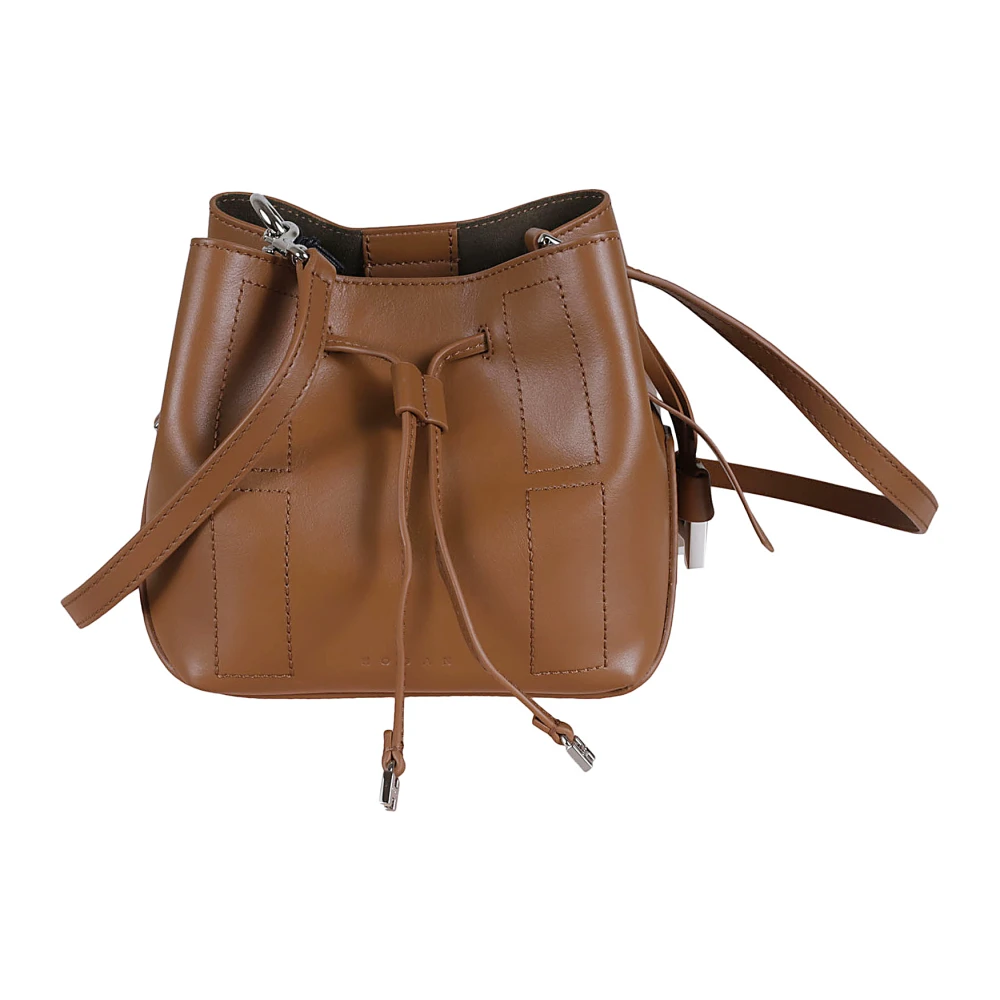Hogan Leren Bucket Tas met Charm Sluiting Brown Dames