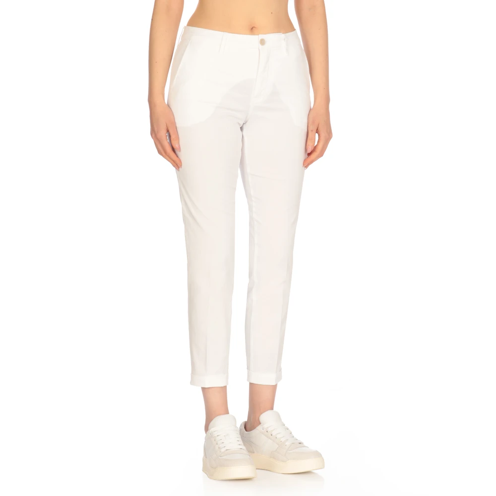 Fay Witte Katoenmix Broek met Zakken White Dames