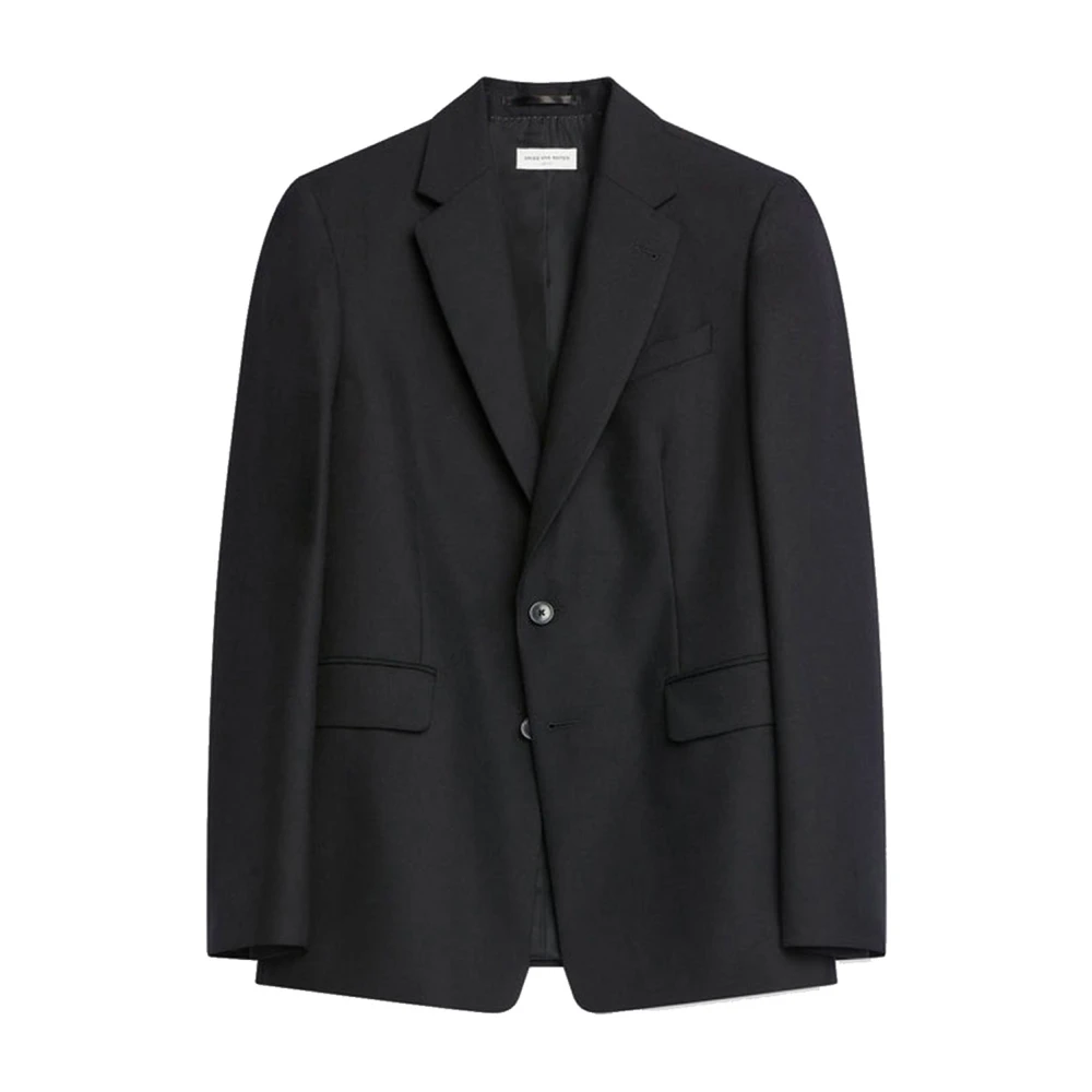 Dries Van Noten Zwarte Wollen Blazer met Reverskraag Black Heren