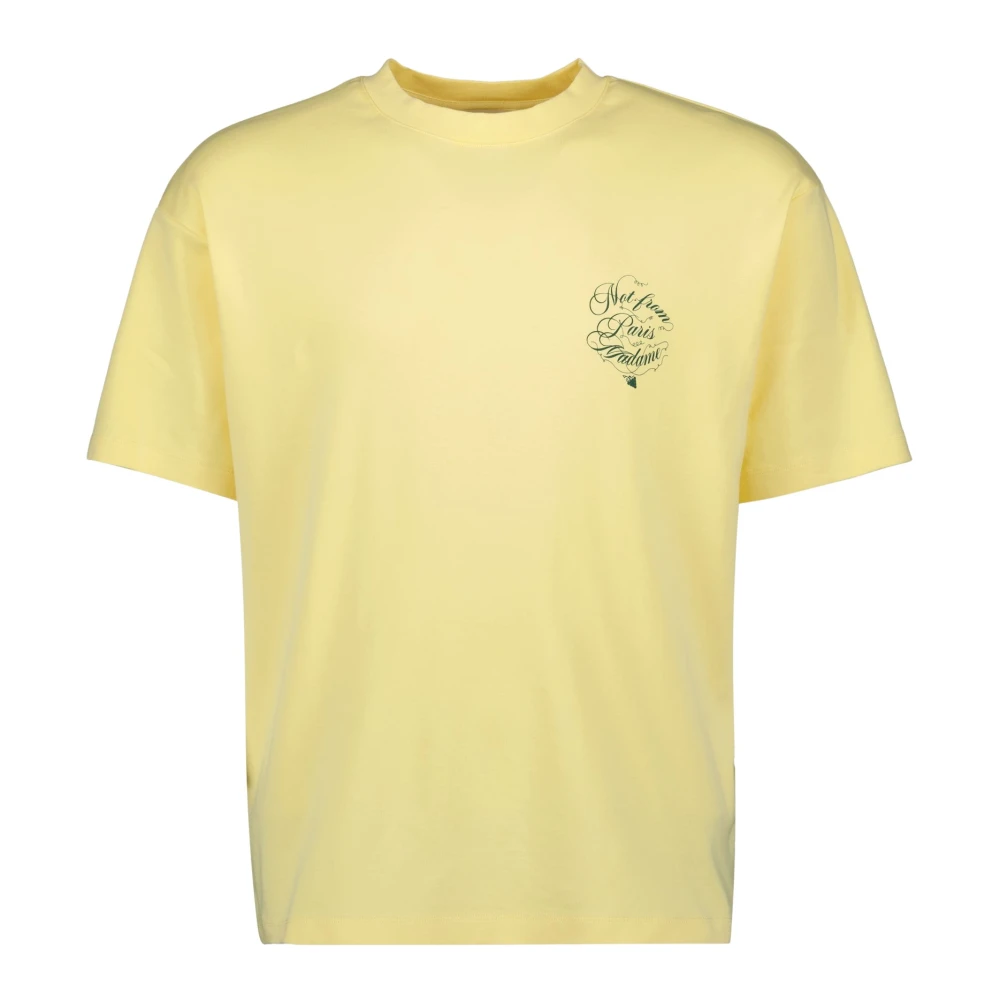 Drole de Monsieur Gele Vignes Slogan T-shirt Lente-Zomer 2025 Yellow Heren