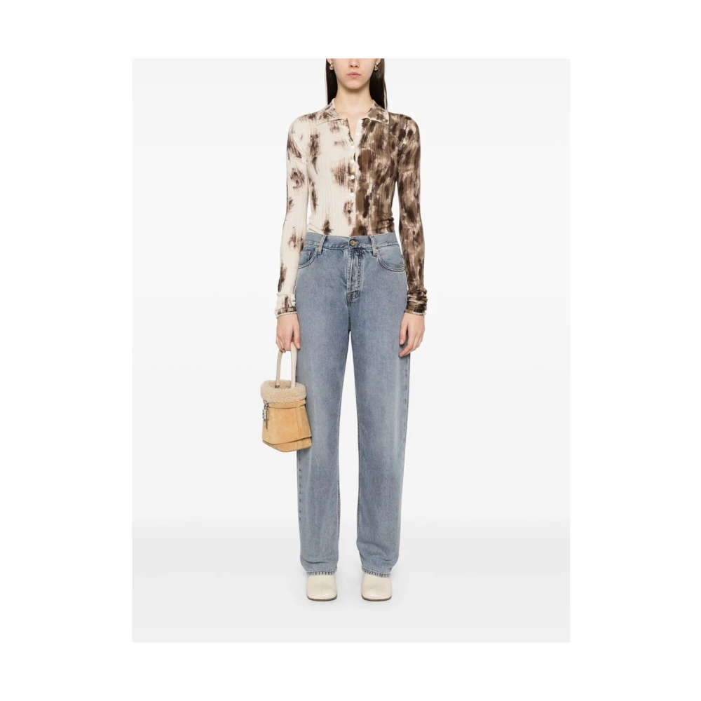 Darkpark Blauw-Grijze Jeans met knoopsluiting Blue Dames