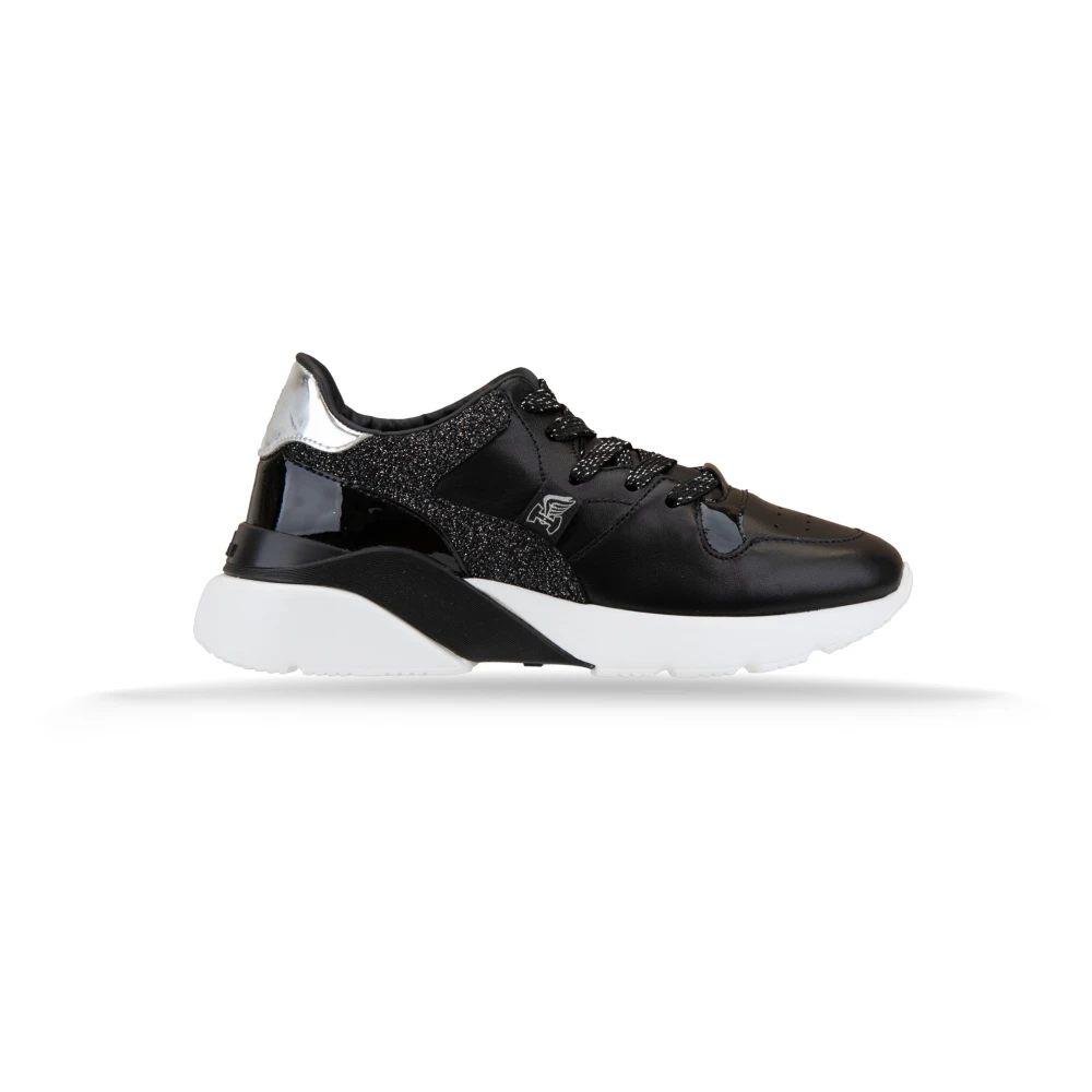 Hogan Glitter Leren Veterschoenen Dames Schoenen Zwart