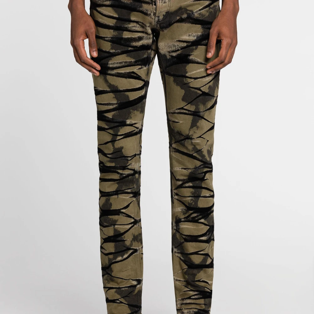 Roberto Cavalli Slim-Fit gebleekte jeans met tijgerpatch Green Heren