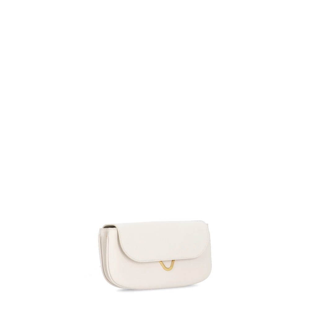 Coccinelle Ivoor Leren Schoudertas met Ketting Beige Dames