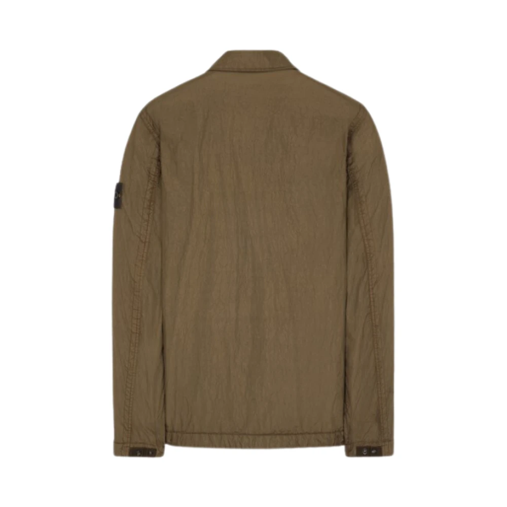 Stone Island Gerecyclede Nylon Rits Shirt Jas Green Heren