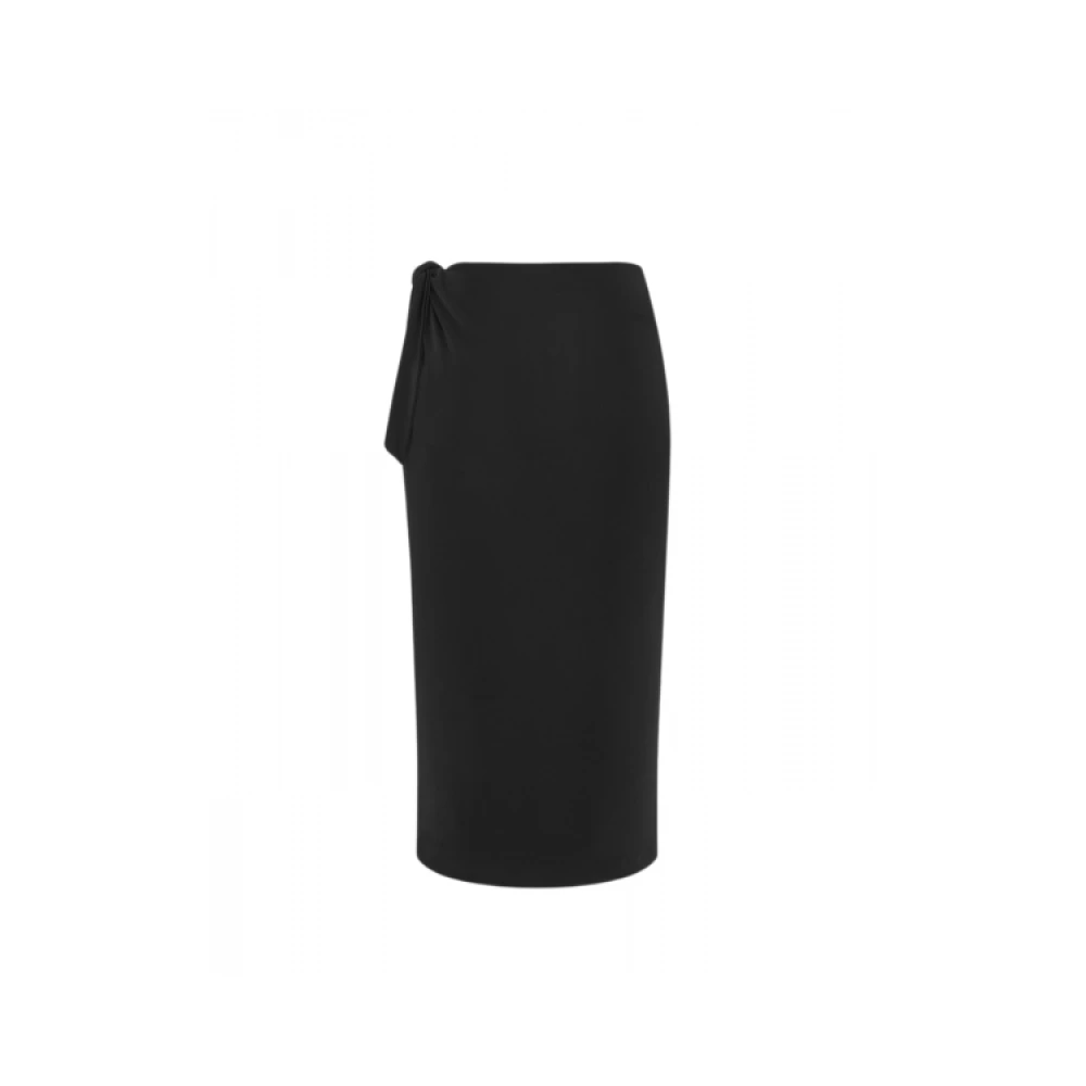 Saint Laurent Gedrapeerd Viscose Potlood Rok Black Dames