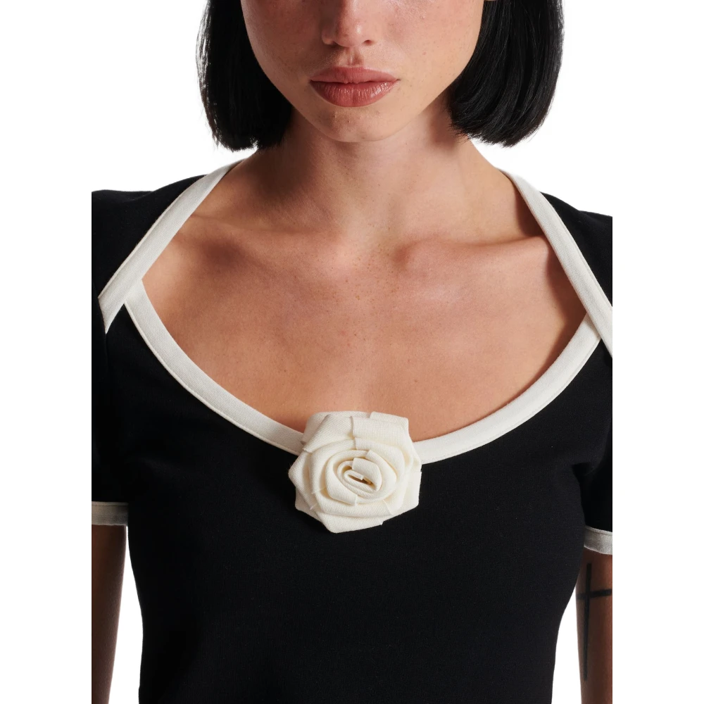 Balmain T-shirt met rozen detail Black Dames
