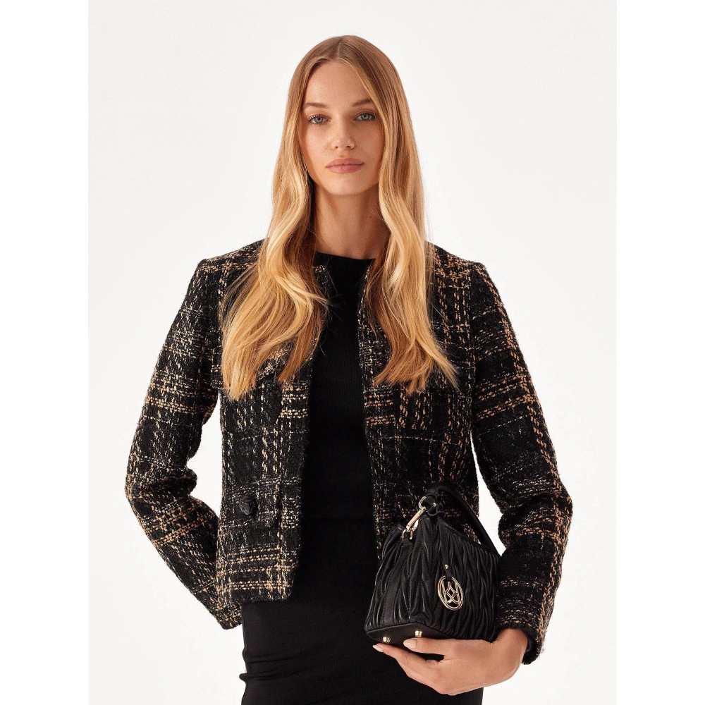 Kazar Leren handtas met fijn quilten Black Dames