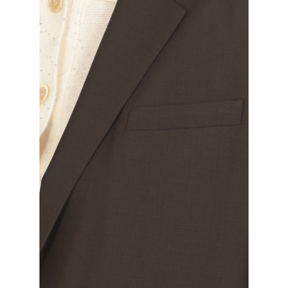 Fabiana Filippi Bruine wollen blazer met piek revers Brown Dames