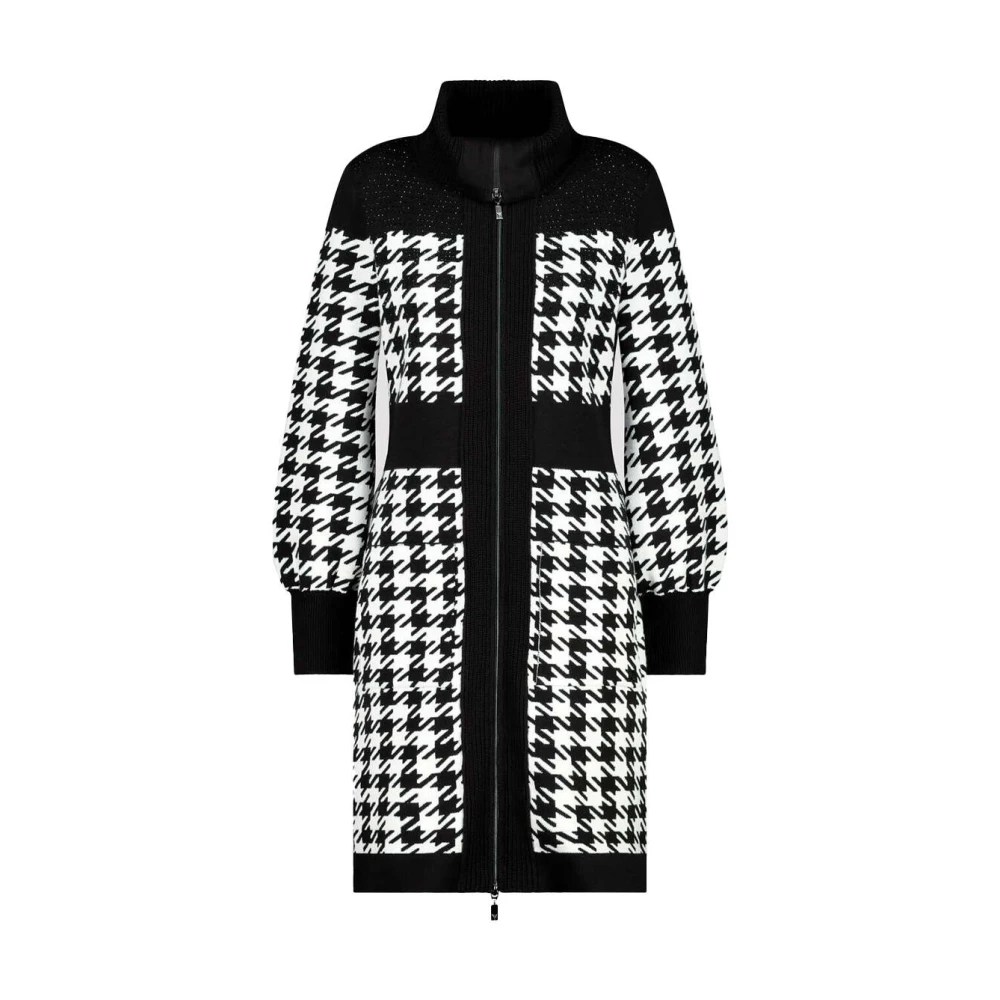 Monari Gestreepte Vest met Hanepoten Dessin Black Dames