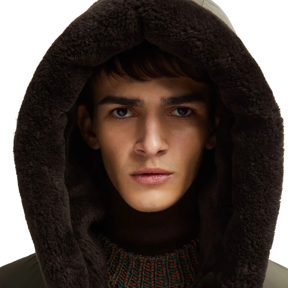 Moncler Groene Pufferjas met Teddy Capuchon Green Heren