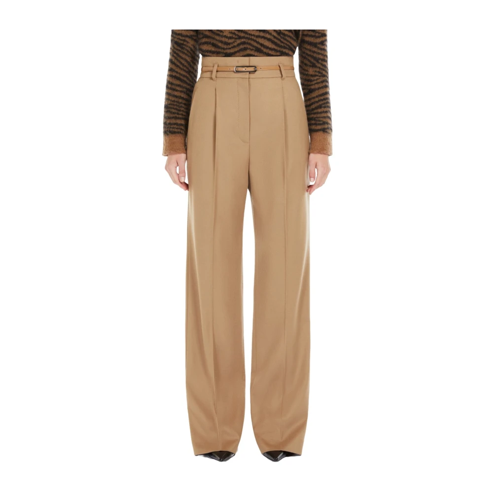 Max Mara Studio Wollen broek met rechte pijpen Brown Dames