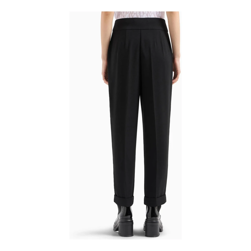 Armani Exchange Zwarte Crêpe Broek met Ritszakken Black Dames