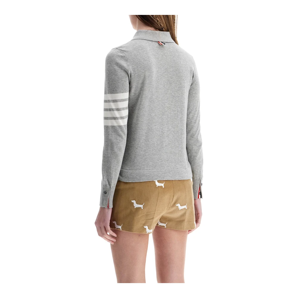 Thom Browne Elegante Katoenen Overhemd met Iconische Strepen Gray Dames