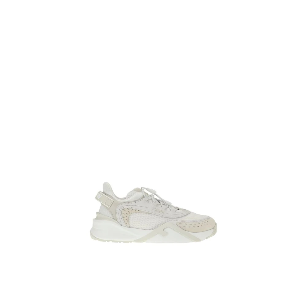 Fendi Kvinno Vit Skor Dam, 35 Eu, Sneakers Med Strukturerad Sula Och Justerbara Snören