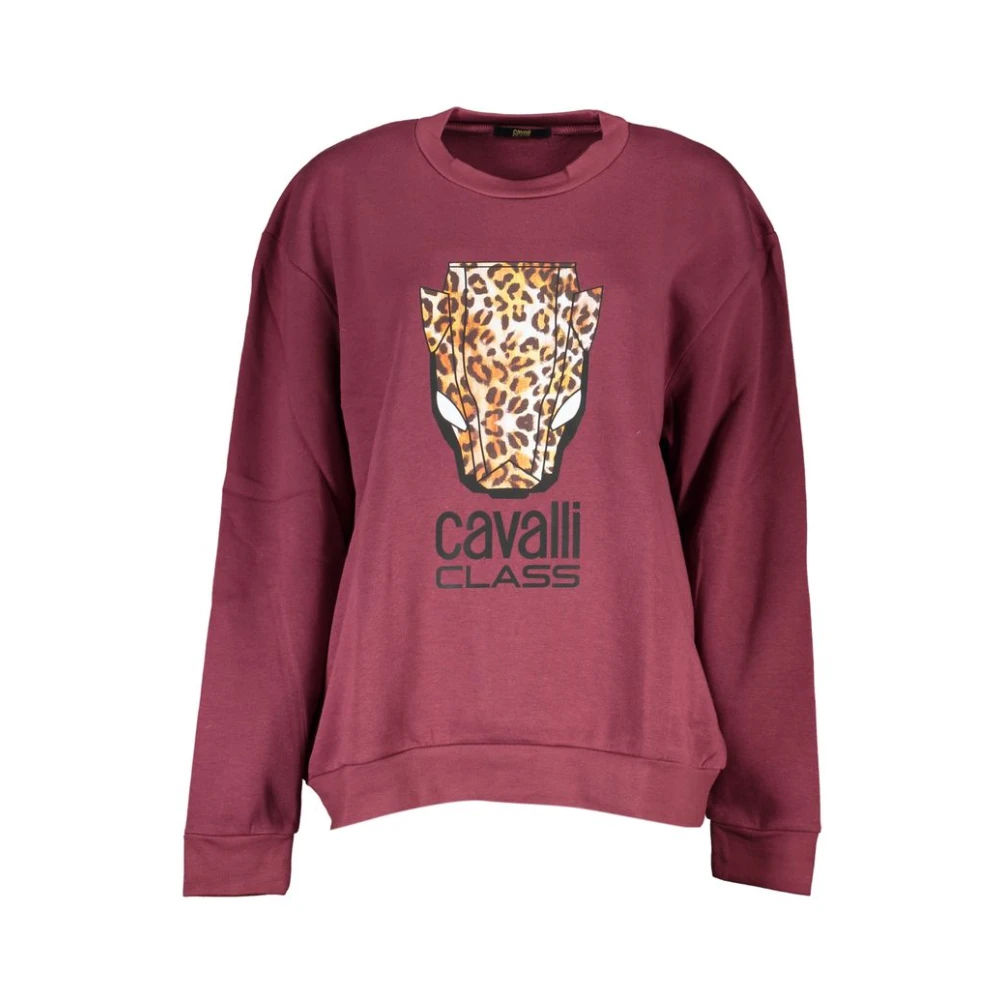 Cavalli Class Elegant paars fleece sweatshirt Purple Dames