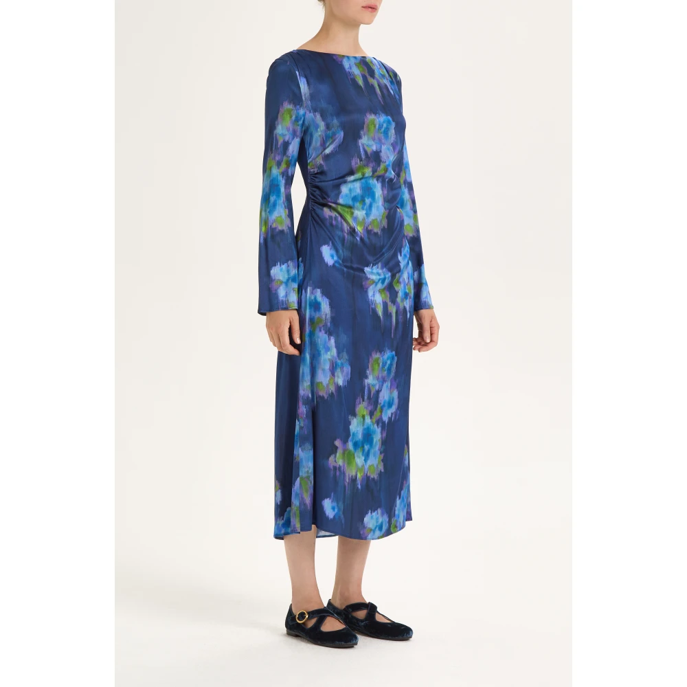 Maliparmi Zijdeachtige Boeket Jurk Blue Dames