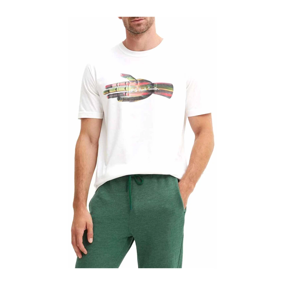 PS By Paul Smith Grafische Print Casual Slim Fit T-shirt White Heren