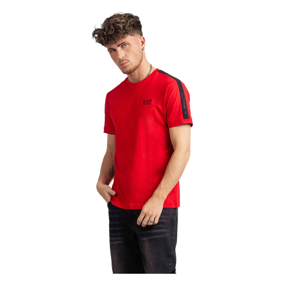 Emporio Armani Rood Tape Logo T-Shirt Heren Red Heren