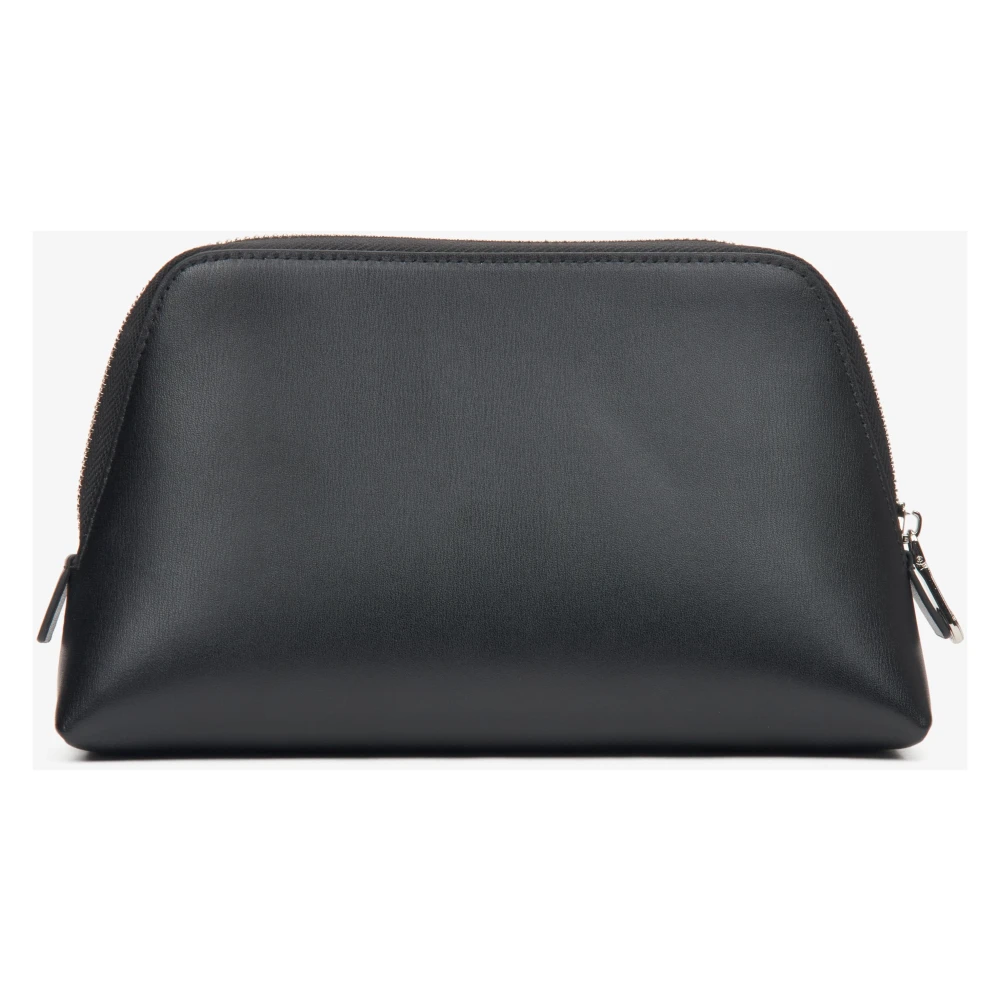 Estro Zwarte Leren Make-up Tas voor Vrouwen Black Dames