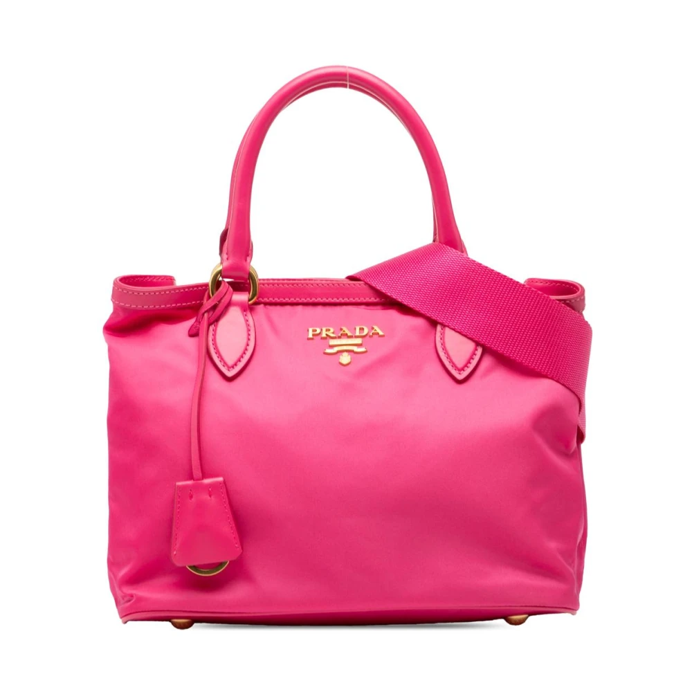 Prada Vintage Women's Pink Pre-Owned Nylon Tote Bag