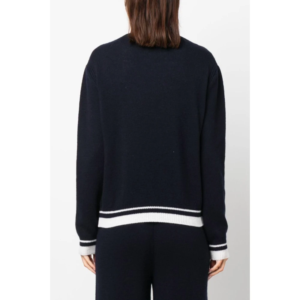 Msgm Blauwe Trui met Contrasterende Randen Blue Dames