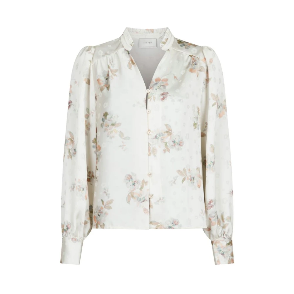 Neo Noir Mjuk blus med blommönster Beige, Dam