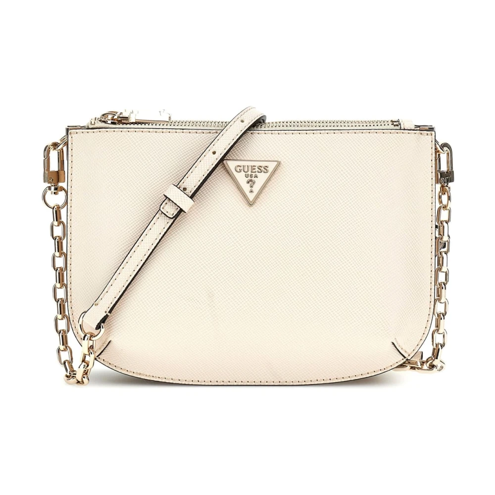 Guess Schoudertas van eco-leer met metalen driehoek Beige Dames