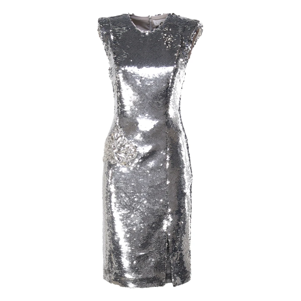 Genny Paillet Midi Jurk met Voor Split Gray Dames