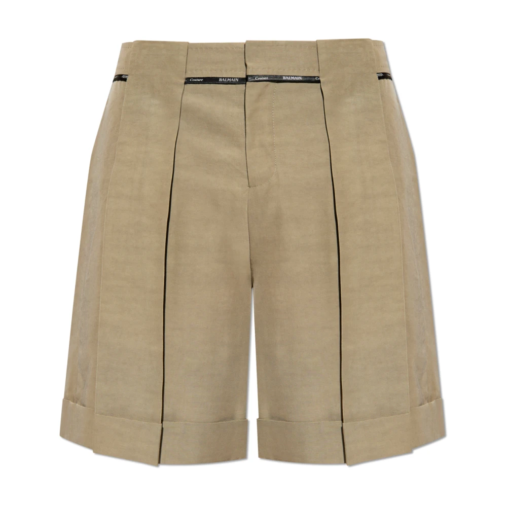 Balmain Geplooide shorts Beige Heren