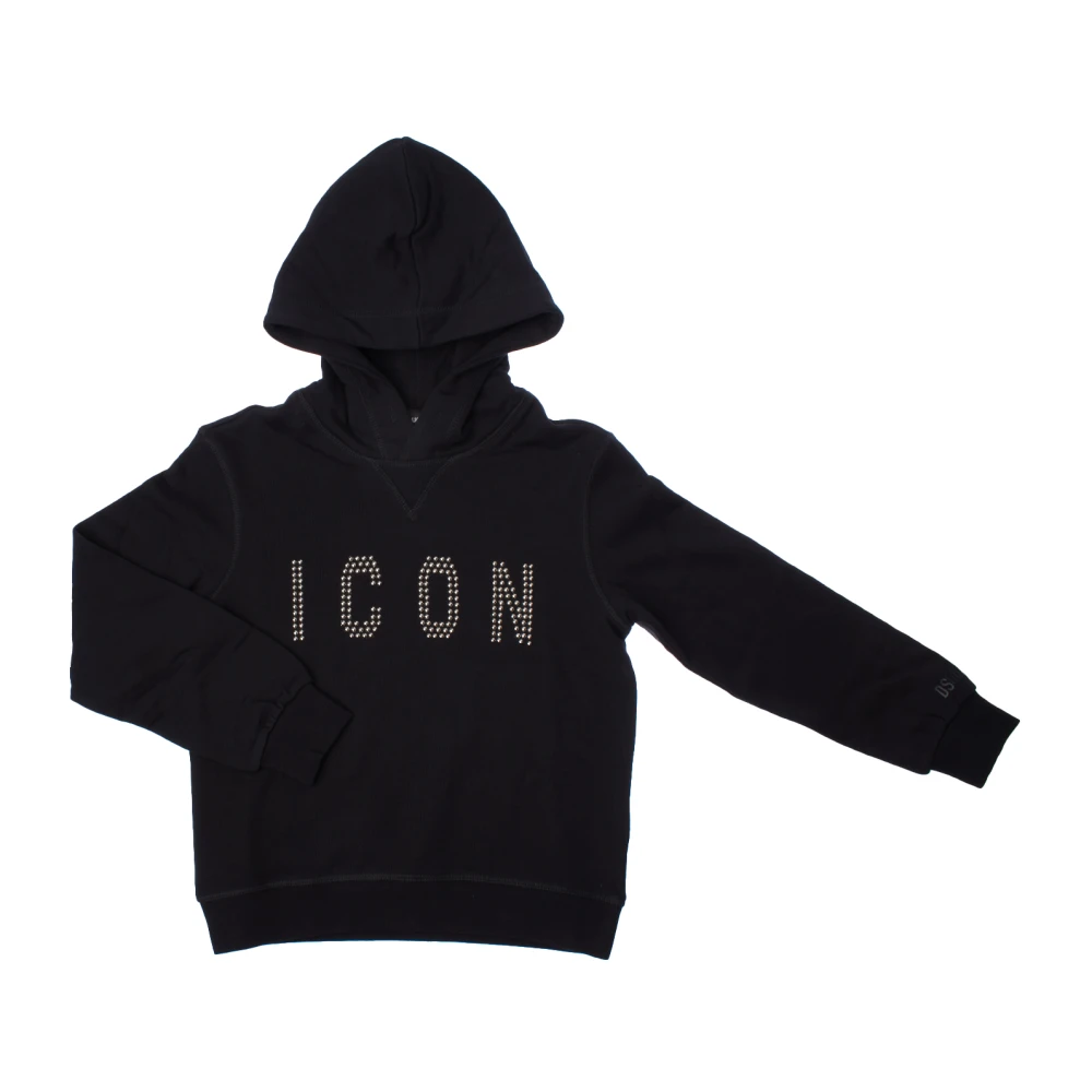 Dsquared2 Girls Black Kids Sweatshirts, 10 Y, Studded Icon Hoodie For
