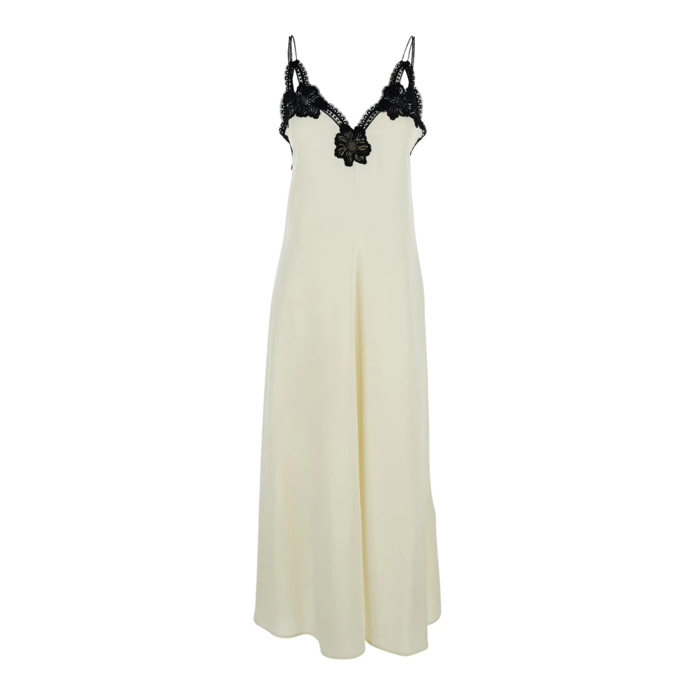 Jil Sander Witte Mouwloze Jurk met Bloemdetails White Dames