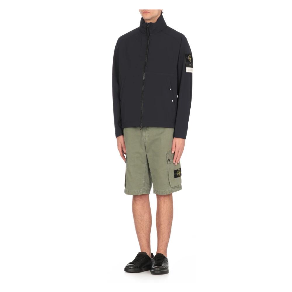 Stone Island Blauwe Hoodie met Ritssluiting Blue Heren