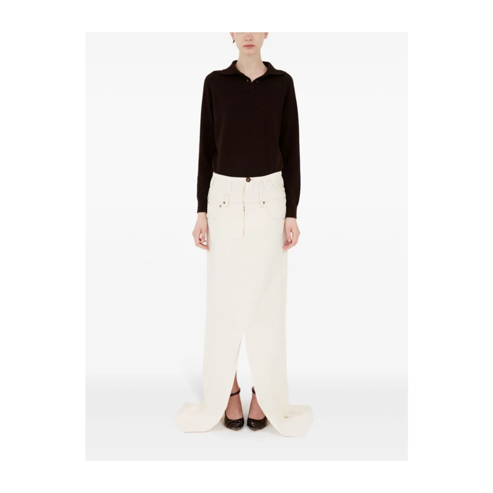 Maison Margiela Crème Denim Lange Rok met Intiem Top Effect White Dames