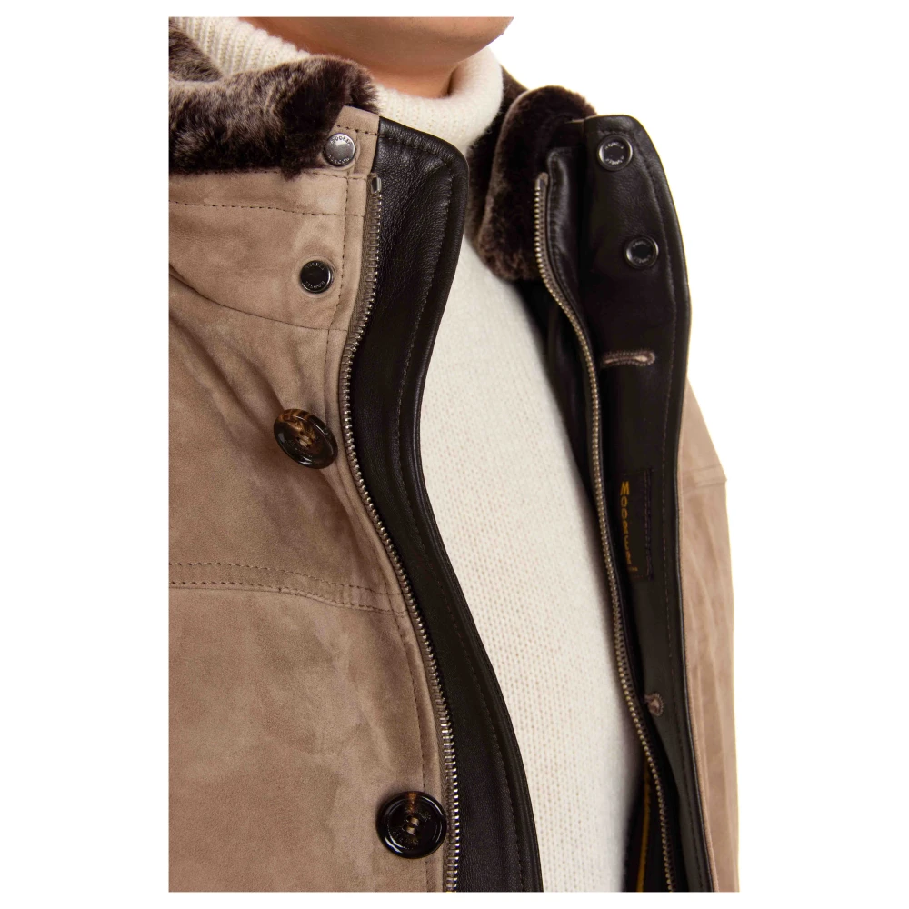 Moorer Duifgrijs Suède Puffer Jas Gray Heren