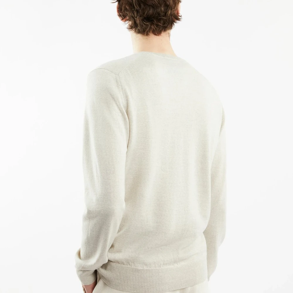 Fay Roomwitte Wollen Trui met Ronde Hals Beige Heren