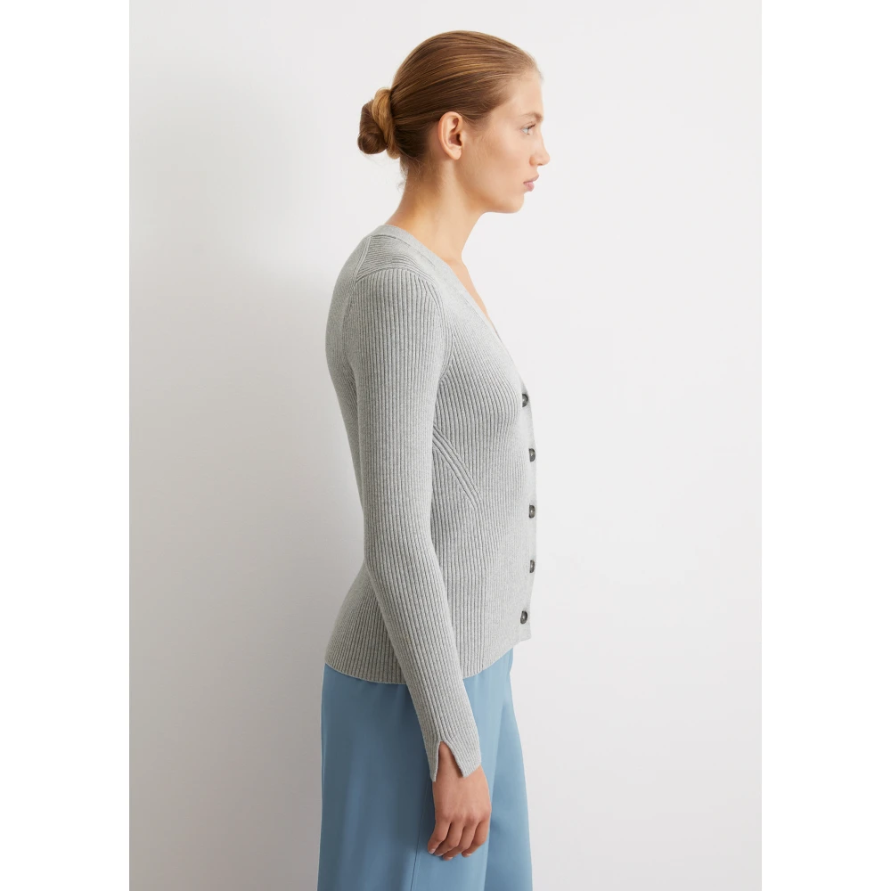 Marc O'Polo Ribgebreide V-hals cardigan slim Blue Dames