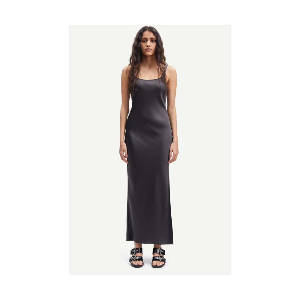 Samsøe Slim Fit Mouwloze Midi Jurk Black Dames