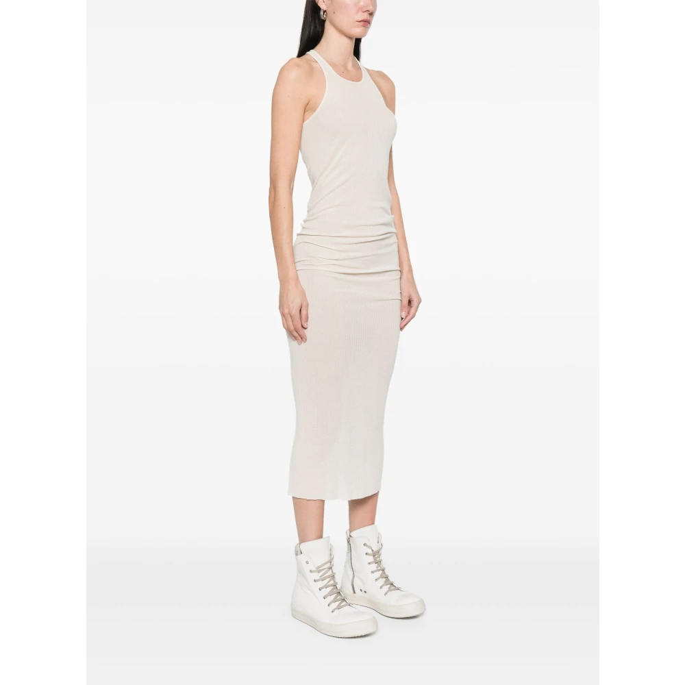 Rick Owens Witte Midi Jurk met Rauwe Zoom White Dames