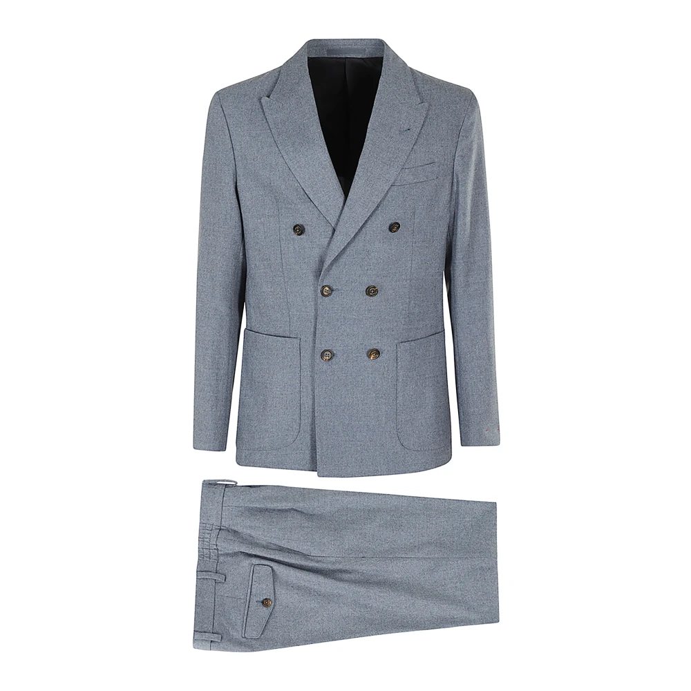 Eleventy Dubbelrijige broek met plooien Blue Heren