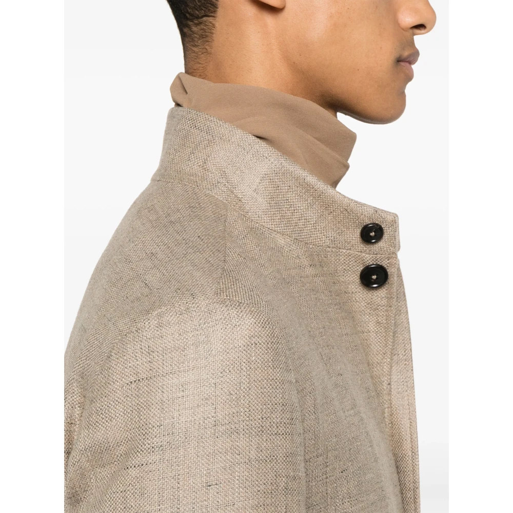 Ermenegildo Zegna Luxe Cashmere Zijde Linnen Jas Beige Heren