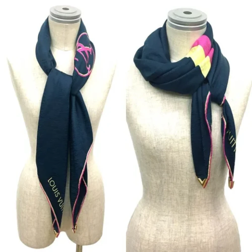 Louis Vuitton Vintage Pre-owned Silk scarves Blue Dames