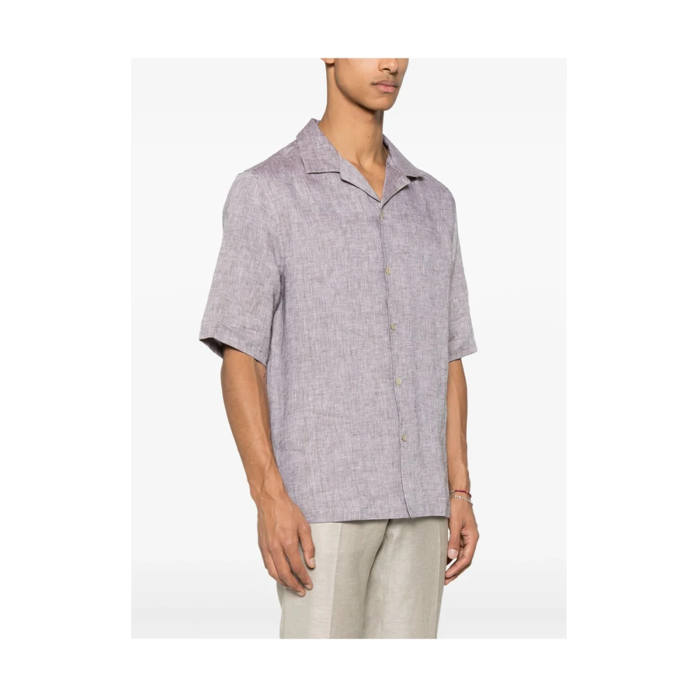 BRUNELLO CUCINELLI Taupe Bruine Camp Collar Overhemd Brown Heren