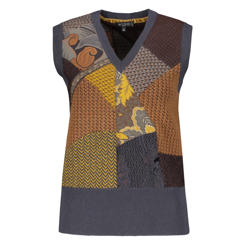 ETRO Gebreid Jacquard Wolmix Vest Gray Dames