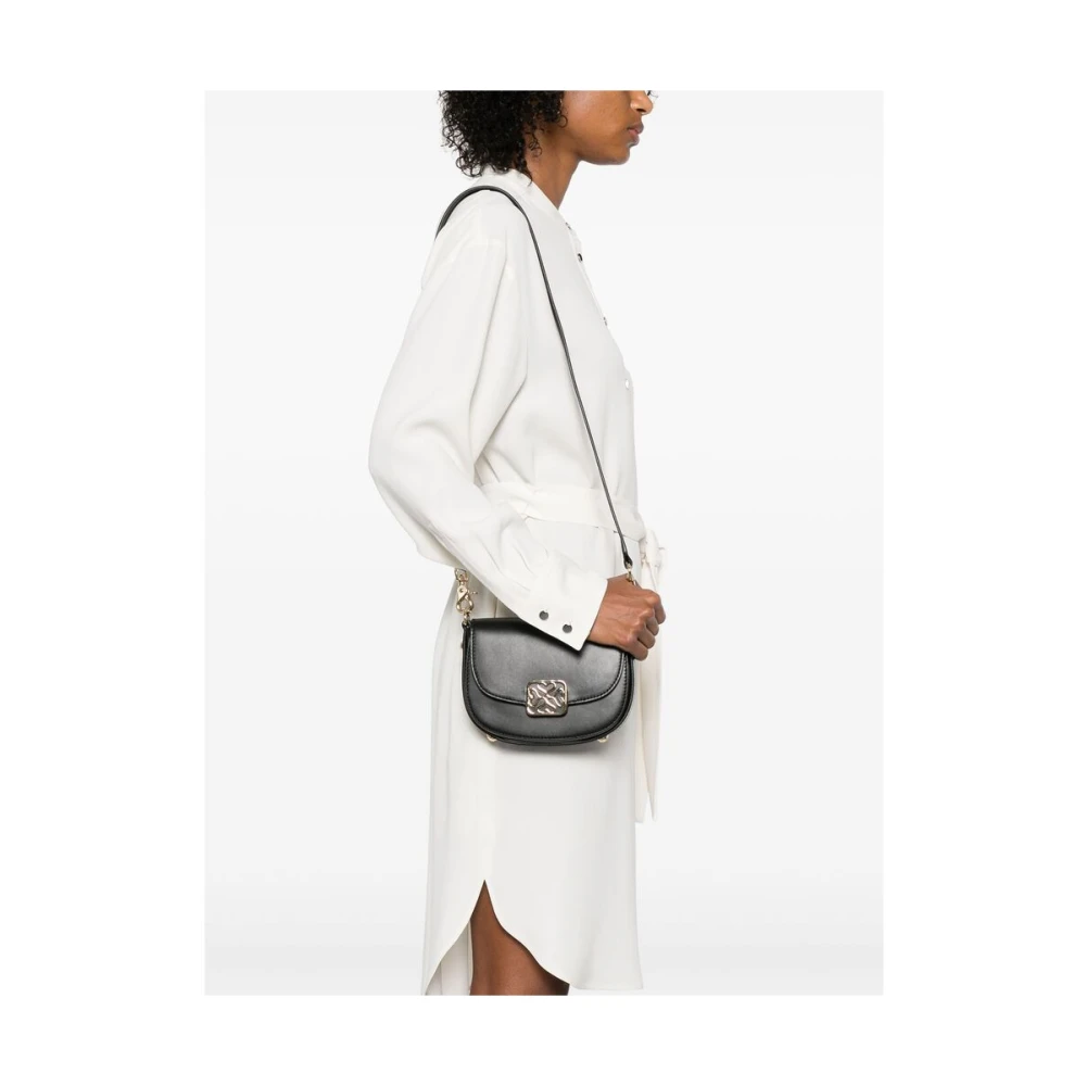 Strathberry Zwarte Schoudertas met Overslag Black Dames
