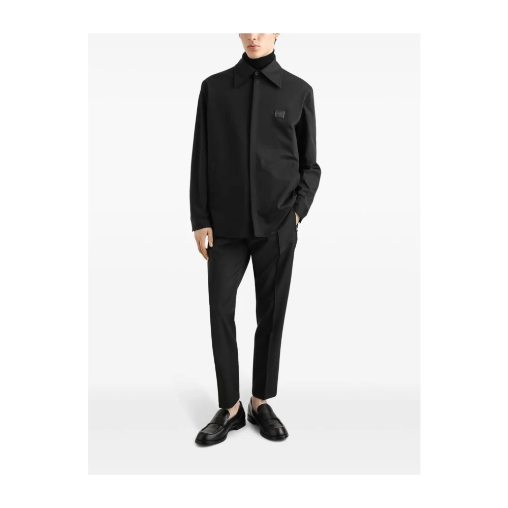 Dolce & Gabbana Zwarte Technische Stof Logo Shirt Black Heren