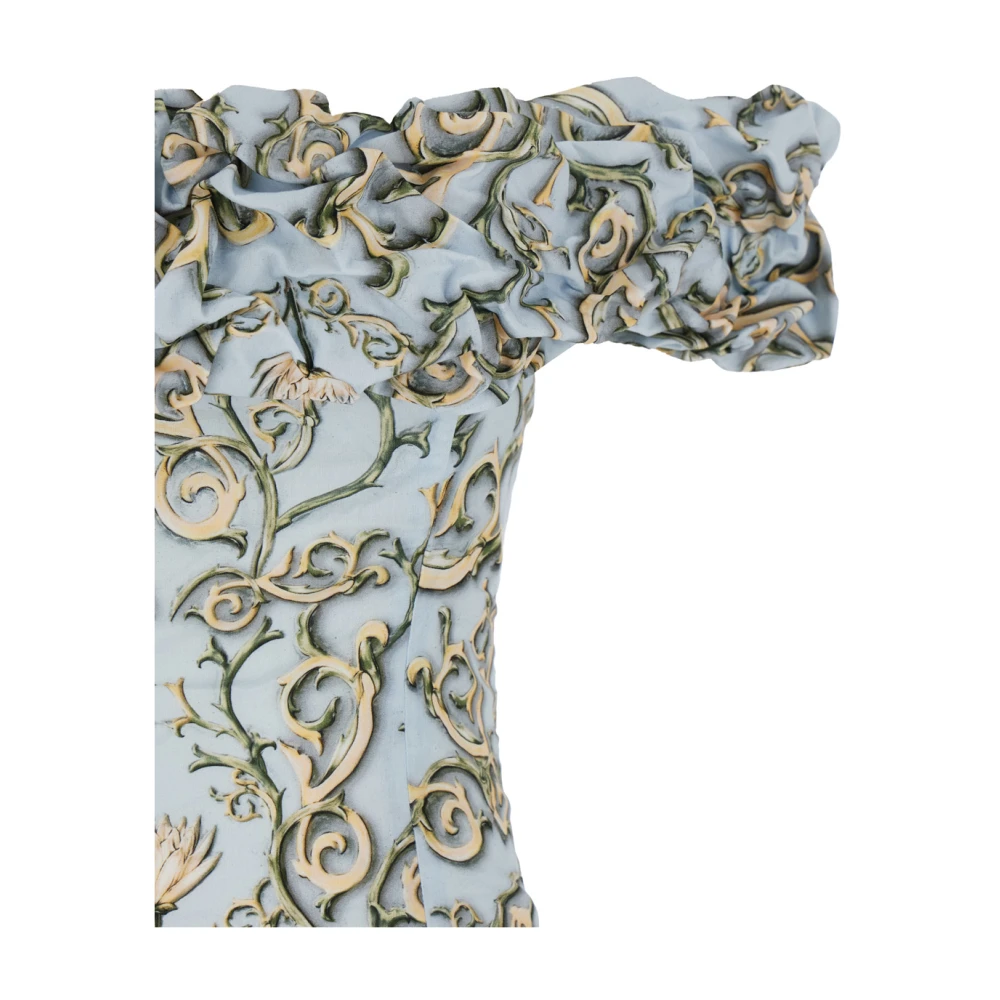 Agua by Agua Bendita Blauwe Bloemen Ruche Katoenen Jurk Vrouw Blue Dames